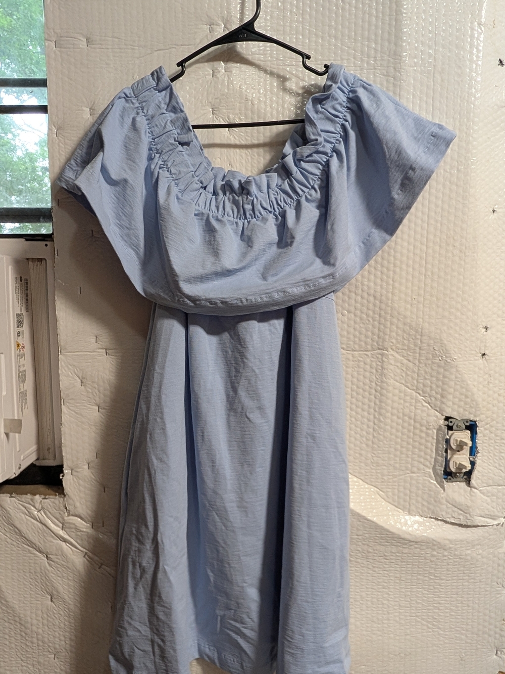 H&M Pale Blue Off-Shoulder Midi Dress